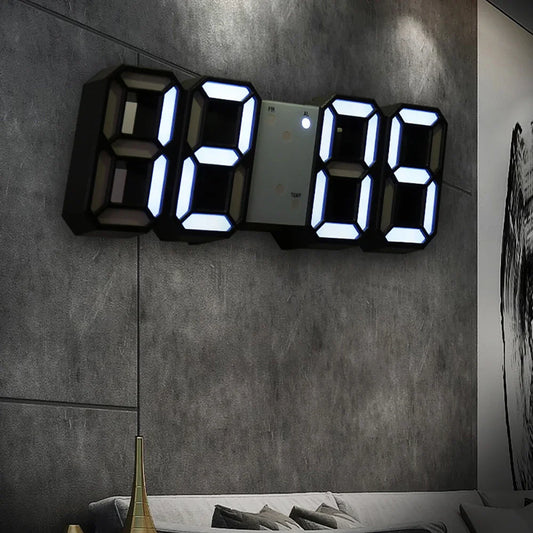 3D LED Digital Alarm Clock Wall Clock Time/Date/Temperature