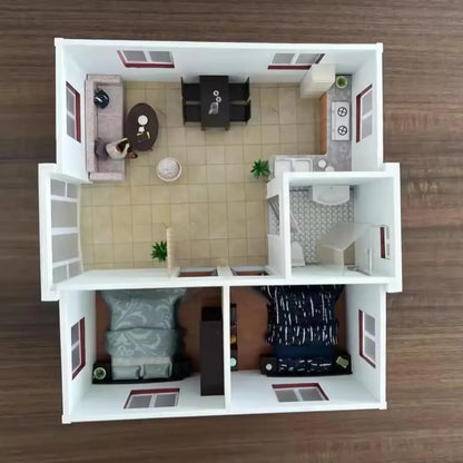 Luxury Expandable Tiny Home for Sale, Prefab Folding Container House 2 Bedroom 1 Living Room 1 Bathroom