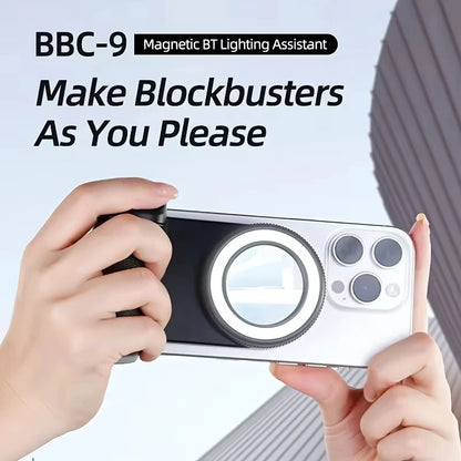 Mobile Phone Bluetooth Magnetic Assistant Portable Wireless Remote Control Stabilizer With Fill Light Camera Handle Photography