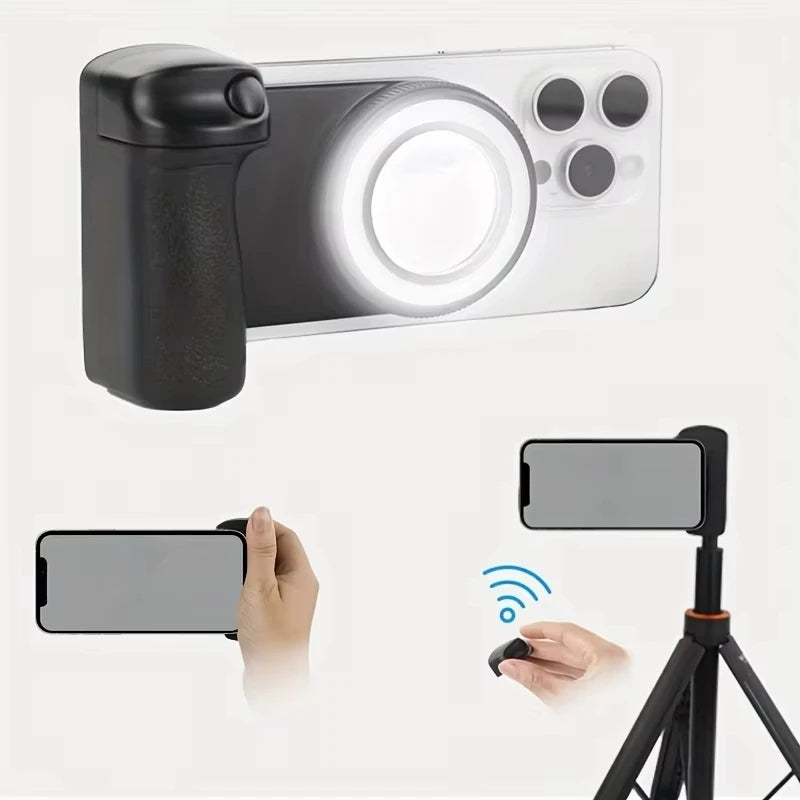 Mobile Phone Bluetooth Magnetic Assistant Portable Wireless Remote Control Stabilizer With Fill Light Camera Handle Photography