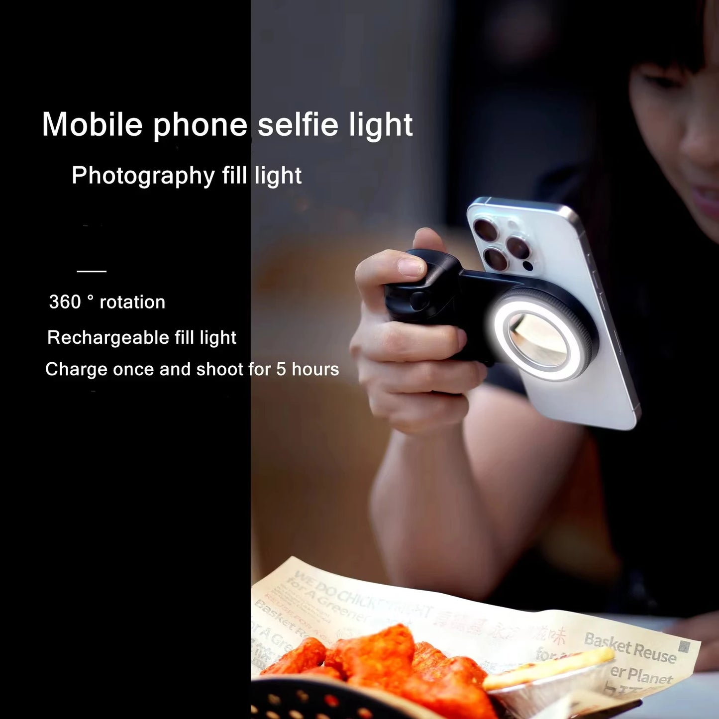 Mobile Phone Bluetooth Magnetic Assistant Portable Wireless Remote Control Stabilizer With Fill Light Camera Handle Photography