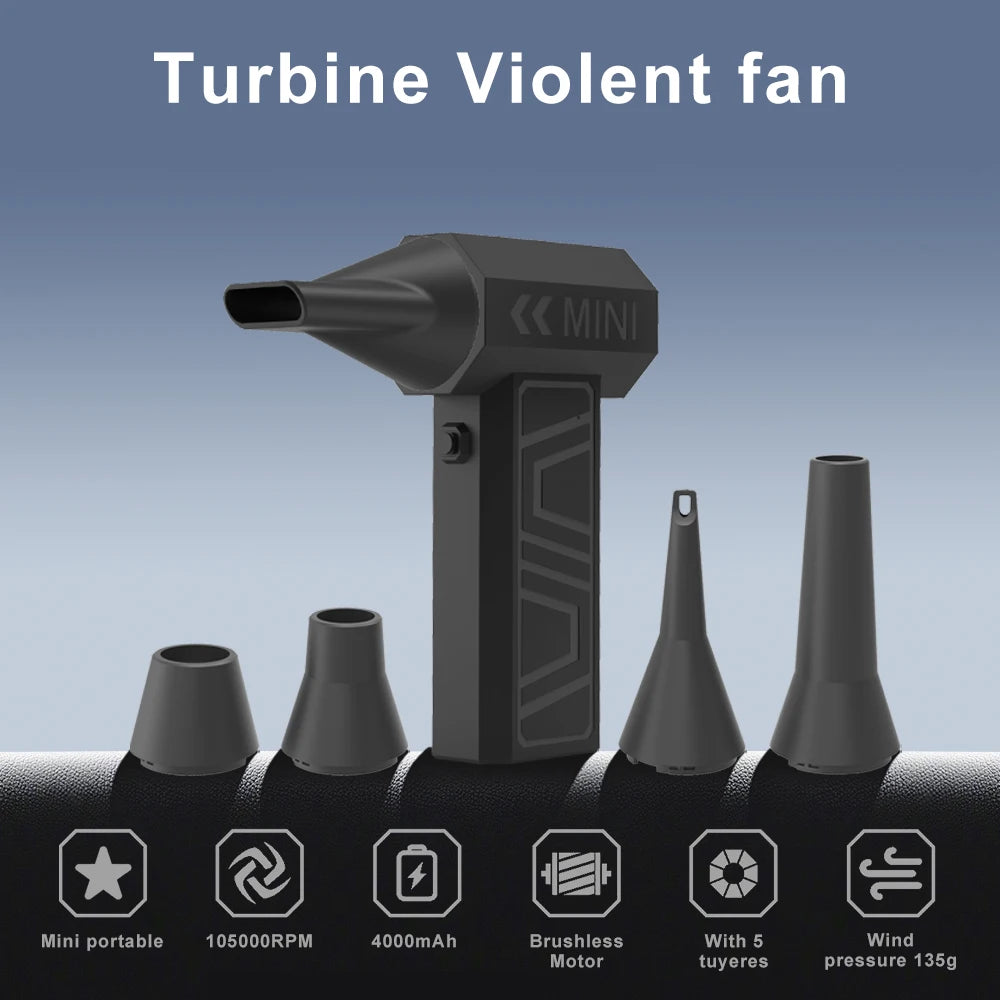 New 200000RPM Violent Fan Powerful Air Blower Vacuum Dust Cleaner Type C Super Powe Wind 52m/s Brushless Turbo Jet Blower