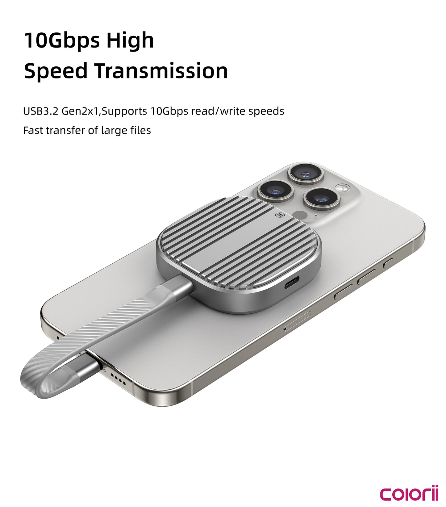 Colorii Magnetic M.2 2230 NVMe SSD Enclosure Magsafe SSD Case USB C 3.2 Gen2 to NVMe PCI-E for iPhone 16 Pro Max ProRes MacBook