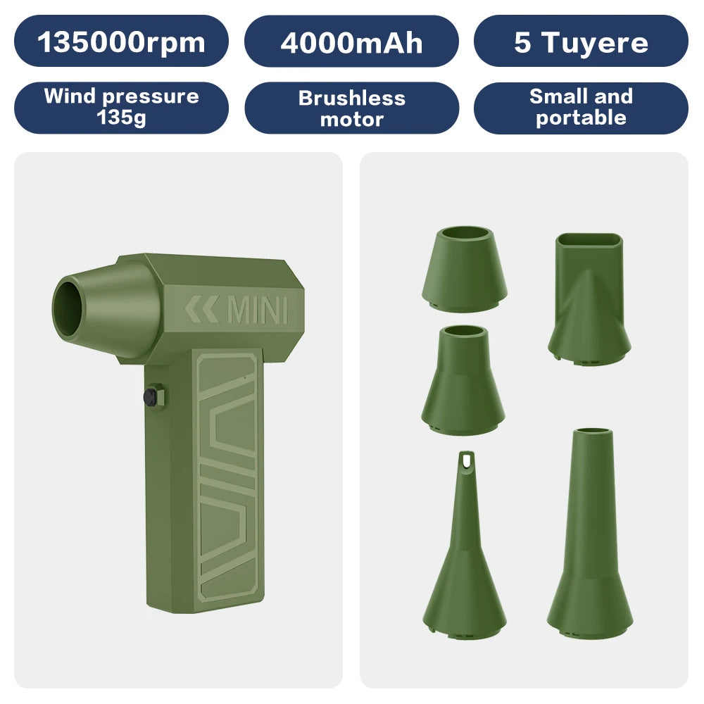 New 200000RPM Violent Fan Powerful Air Blower Vacuum Dust Cleaner Type C Super Powe Wind 52m/s Brushless Turbo Jet Blower