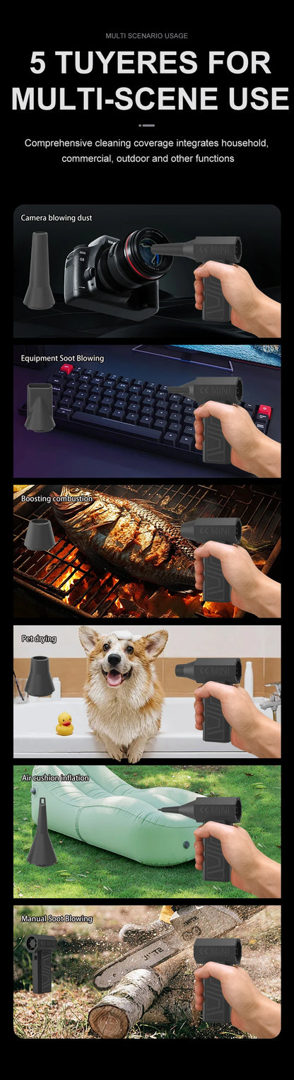 New 200000RPM Violent Fan Powerful Air Blower Vacuum Dust Cleaner Type C Super Powe Wind 52m/s Brushless Turbo Jet Blower