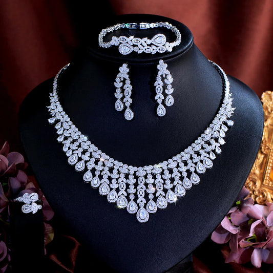 Luxury Dubai Cubic Zircon Necklace Jewelry Sets